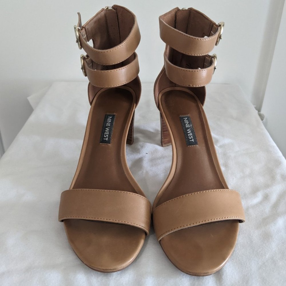 Nine West Tan Brown Leather Sandals 7